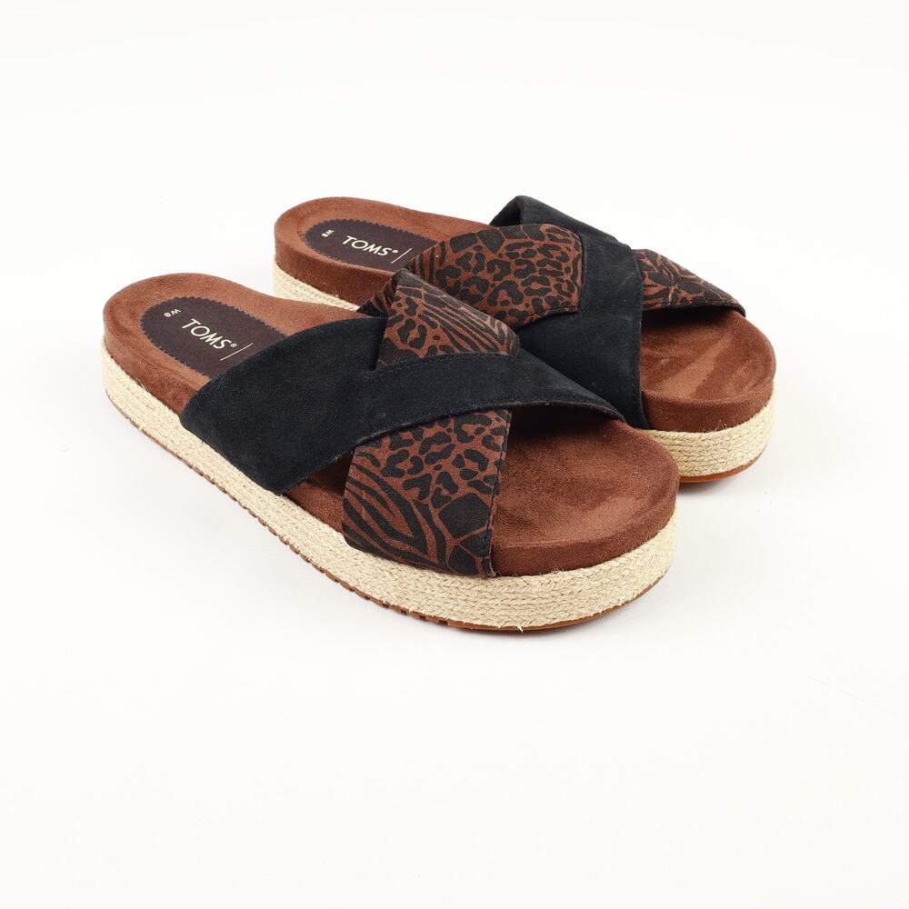 Toms Womens 8 Paloma Espadrille Platform Slides Sandals Rope Suede Leather
